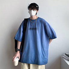 新款短袖港风模特潮牌纯棉手感落肩宽松胖子T恤TC3127-P33控48，男装T恤，星座717