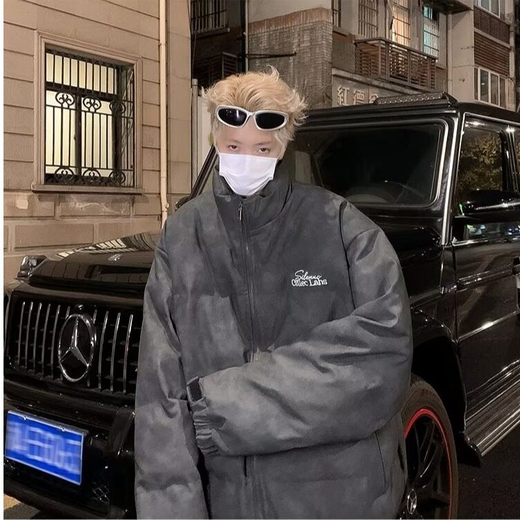 冬季鹿皮绒立领棉衣外套男刺绣做旧美式保暖运动加厚棉服M9052,男装棉衣,星座506