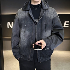 标50白鸭绒牛仔拼接男装羽绒服宽松版B317-1111-P285，男装羽绒服，电商B317