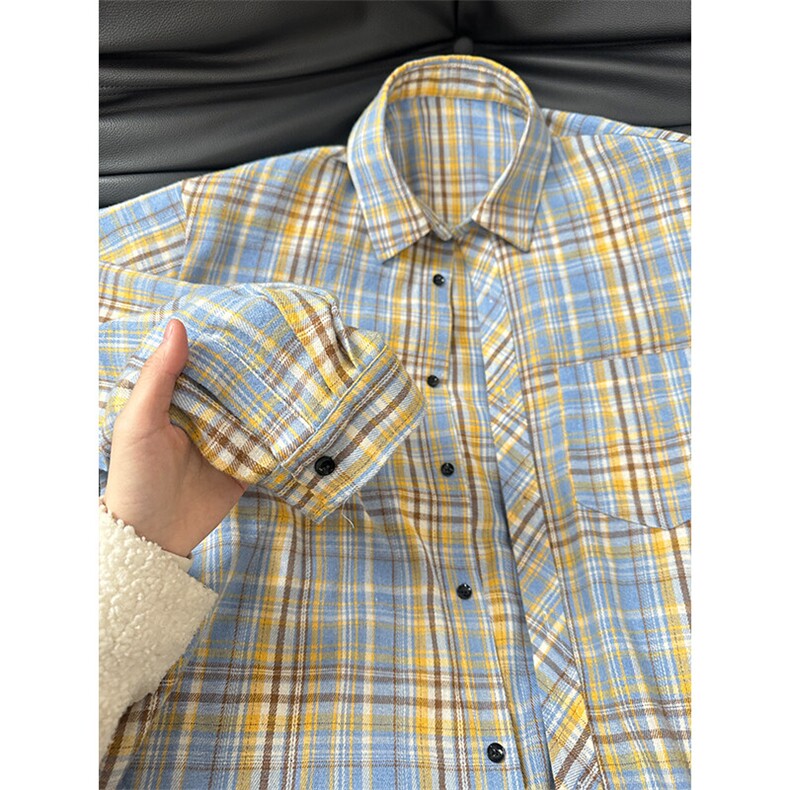 特批23!YK86045-TP2330%棉70%聚酯纤维春季长袖格子衬衫,男装衬衫,电商A086-1