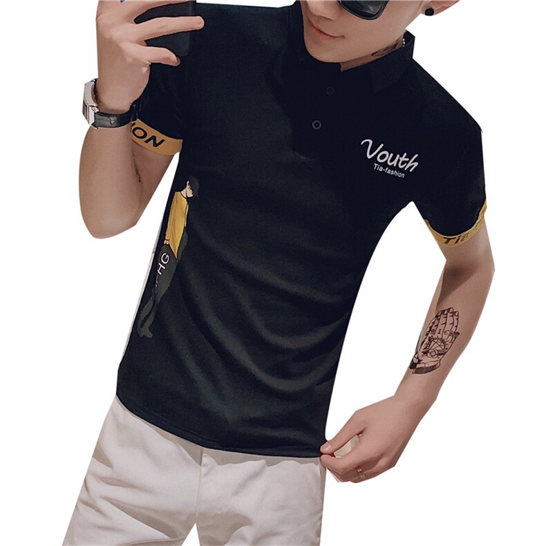 夏季短袖POLO衫男休闲社会小伙印花火半袖T恤衫C301B-PL08,男装Polo衫,电商C301B