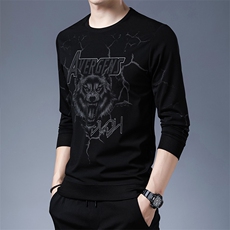 春秋季男装中年长袖t恤薄款印花韩版卫衣T体桖内上衣服打底小衫潮，男装卫衣，电商B212（原钱塘6029）