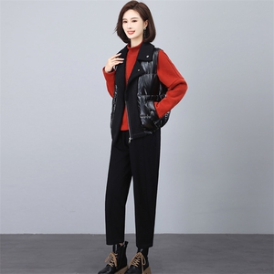 三年不下架2024年时尚新款冬装三件套卫衣加绒加绒皮毛一体马甲女图片