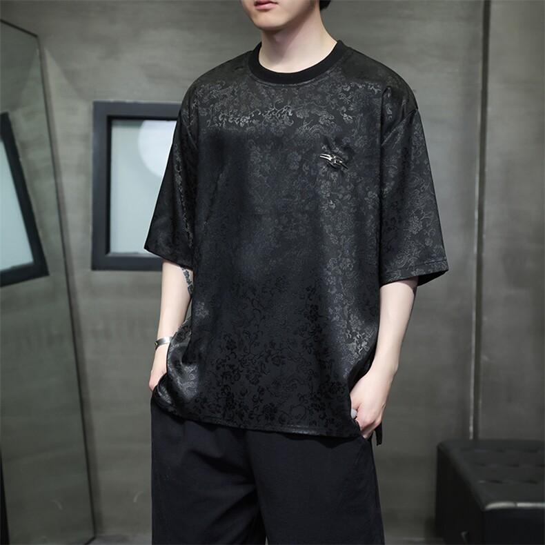 新中式风潮圆领T恤短袖民族服饰刺绣汉服时尚唐装T2419-P38,男装T恤,电商A227