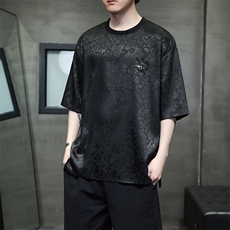新中式风潮圆领T恤短袖民族服饰刺绣汉服时尚唐装T2419-P38，男装T恤，电商A227