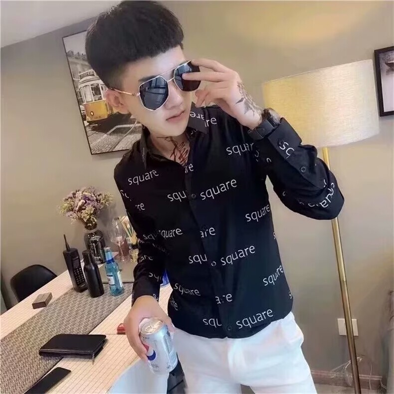 夏季长袖衬衫男韩版潮流宽松潮牌长袖衬衣学生网红百搭港风外套图片