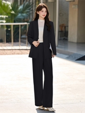 现货主推清新时尚优雅气质简洁减龄领口两侧对称口袋两件套套裤，女装套装/套裙，尚娜萱