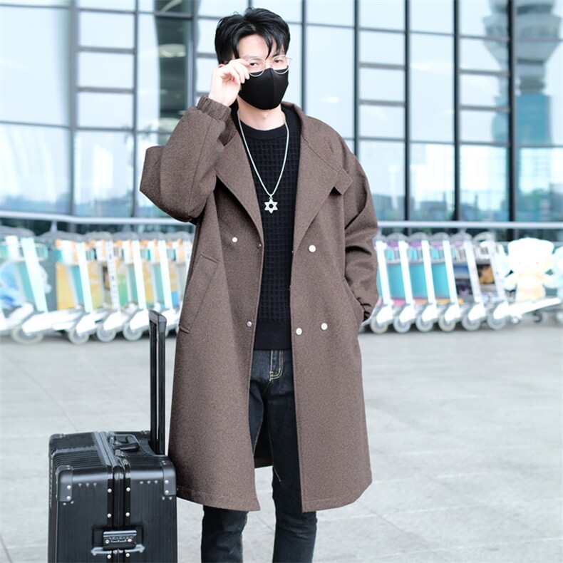 得物/直播【精品货】风衣男中长款毛呢大衣男韩风F933批125外景F，男装风衣，星座401