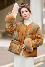 现货人丝轻奢2025年冬季羽绒气质新中式真狐狸毛羽绒新款，女装羽绒服，艾仟回(原伊仟回)