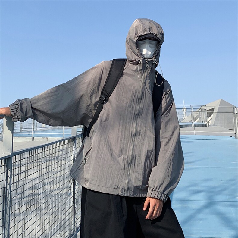 Wt055-P38港风潮流遮阳透气大码纯色防晒服,男装夹克,星座1501-1