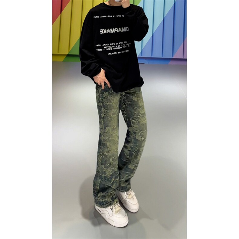 B221美式ins高街小众休闲提花直筒牛仔裤LK24381-特P52控88,男装牛仔裤,电商B221
