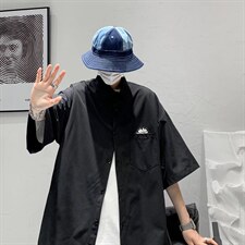 新款夏季学院风日系短袖衬衣宽松情侣潮牌小雏菊衬衫男CS128-p28图片