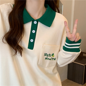 春秋季新款Polo宽松上衣口袋卫衣女潮E644-P45,最新穿搭女春图片