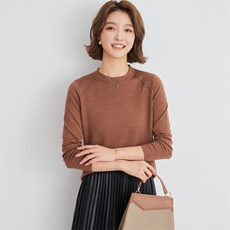 柔软舒适纯色百搭套头衫女气质时尚圆领长袖羊毛衫打底，女装羊毛衫，润匹羊绒