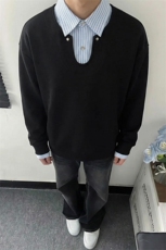 假两件卫衣衬衫领长袖T恤春季男复古美式上衣C61324-TP4589，男装T恤，电商A102