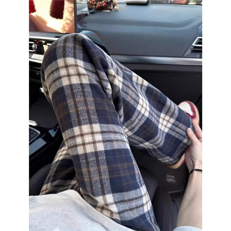 美式复古毛呢格子裤男春季重磅卫裤慵懒风运动休闲裤女LCK200-P49,男装休闲裤,星座1008
