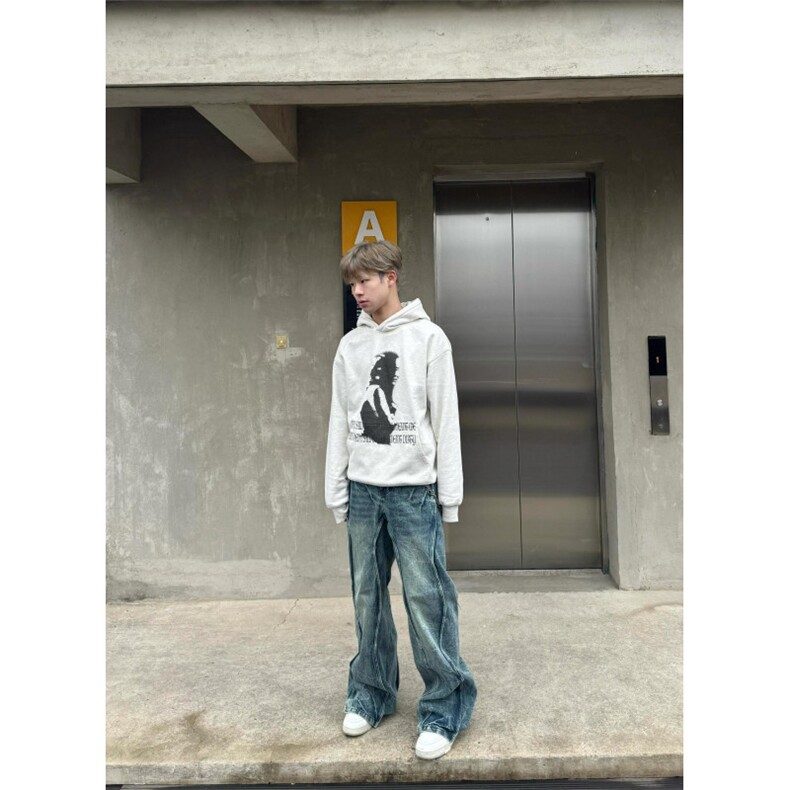 【有货】闪电纹拼接重磅牛仔裤设计感美式hiphop裤子A203LL-特P60,男装牛仔裤,星座1007（原301D）
