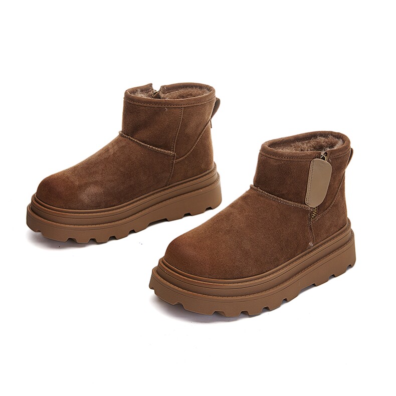 新款保暖雪地靴女2024冬季厚底百搭靴子女复古加绒女靴休闲马丁靴，女鞋雪地靴，电商A223