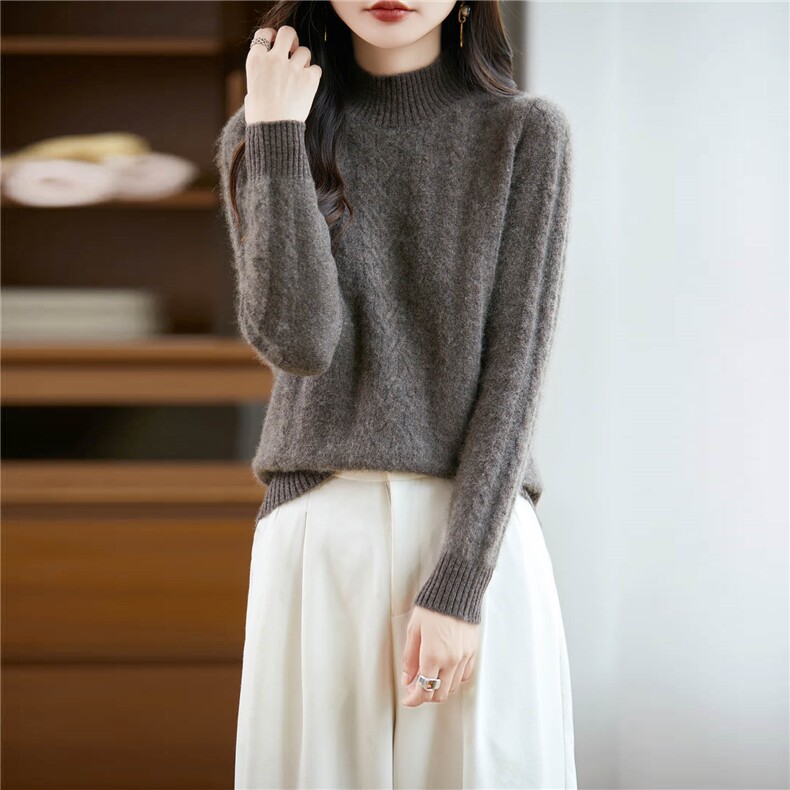 2025年秋季通勤短款半高时尚百搭通勤加厚羊毛衫，女装羊毛衫，绒汀羊绒