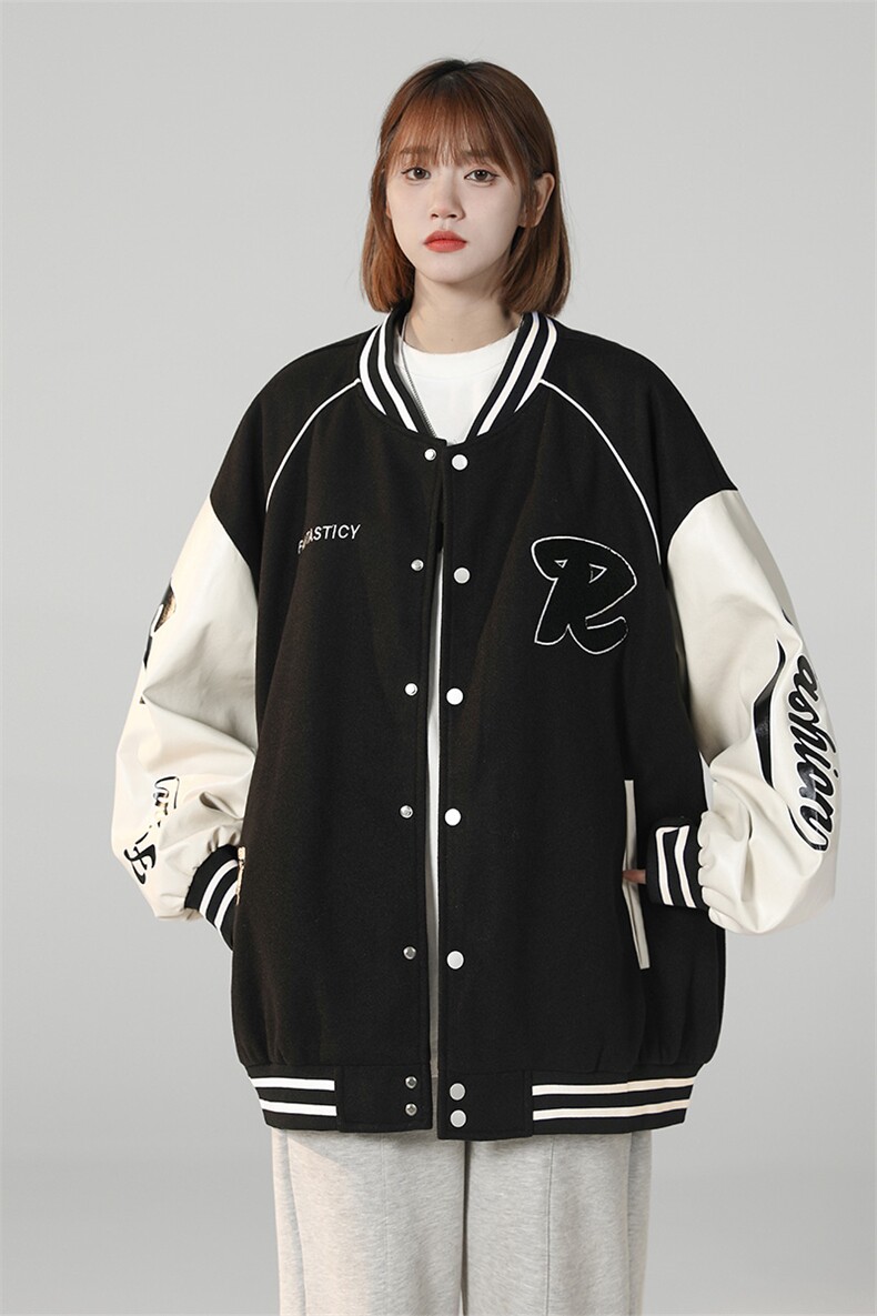 港风上衣夹克宽松落肩拼色棒球服外套JK711-P68,男装夹克,星座1204-3