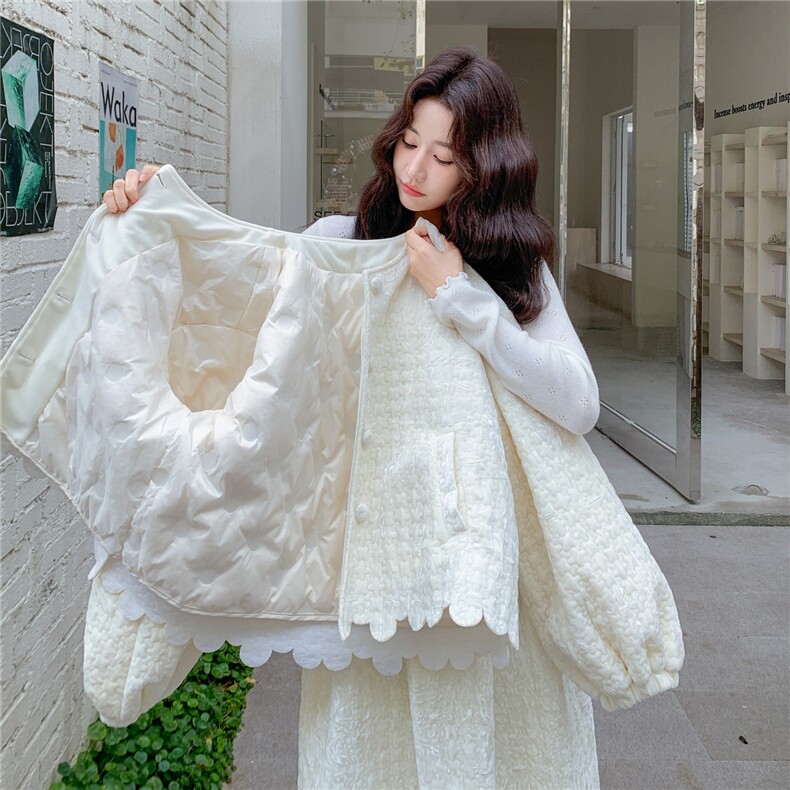 加厚丽丝绒切花羽绒服套装（没有毛领）2596-P330，控488,女装羽绒服,2B218