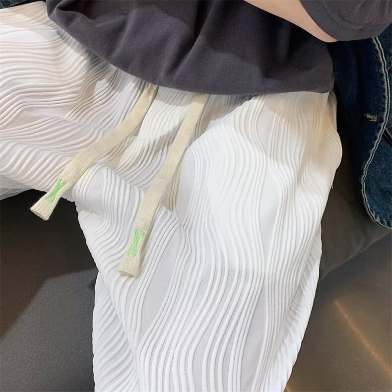 夏季青春流行运动裤潮男压褶冰丝弹力直筒裤Q2845P32图片