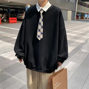 日系简约纯色大码男士卫衣秋季新款休闲宽松潮流外套WB100-P24图片