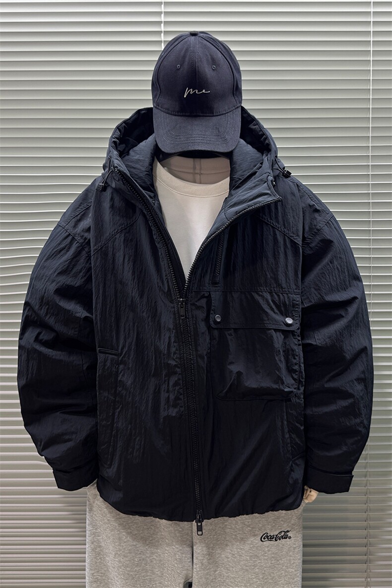 2025新款90白鸭绒工装户大口袋接连帽日系男羽绒服外套8629-P340,男装羽绒服,钱塘708(原3018)