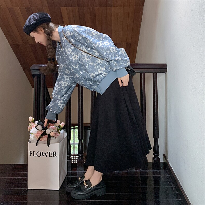 蓝色复古碎花棒球服外套女2025春季新款设计感超好看短款夹克上衣,女装短外套,浙宝276（原081）