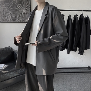 港风黑色西服外套男上衣韩版帅气休闲免烫小西装正装XZ01/P55图片