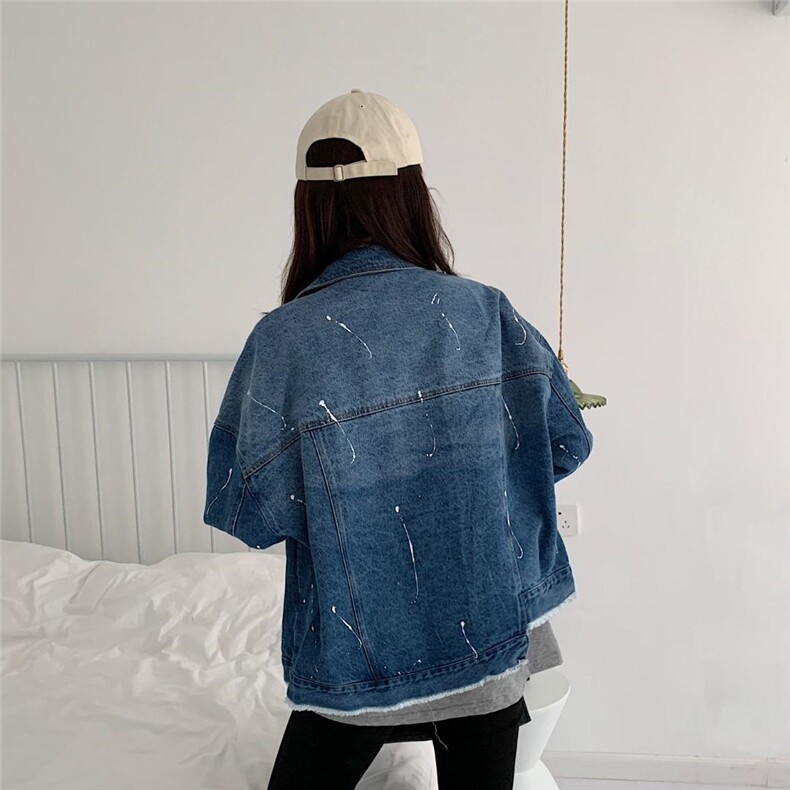 现货漆点牛仔外套，其它，墨写