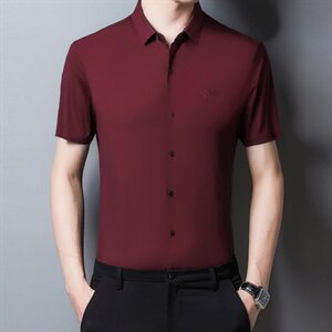 H33205 2021夏季新款短袖衬衫男 锦纶47.1%粘纤44.7%氨纶8.2 %图片