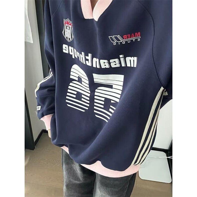 复古拼色运动球衣风卫衣男女长袖T恤宽松外套卫衣网图WYH05-p42,男装T恤,星座302B-2