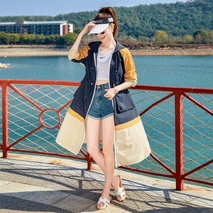 拼色防晒衣女款夏季2023新款大码时尚防晒服轻薄透气开衫外套图片