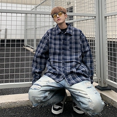 格子衬衫男韩版潮流文艺帅百搭宽松2025春季新款ins外套CY627-P39，男装衬衫，星座412-2