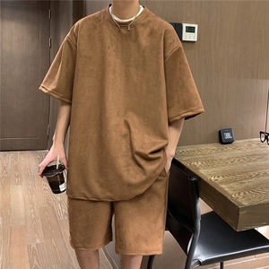1港风模麂皮绒大码M-5XL短TDT8766P23 DK8767P32套装TZ8757P55图片