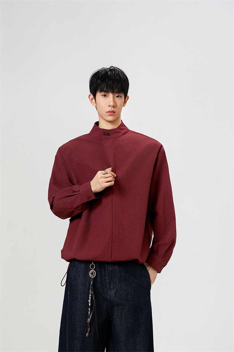 时尚立领棒球服衬衫韩版户外宽松抽绳防晒外套衬衫男冲锋衣P42,男装防晒衣,电商B319