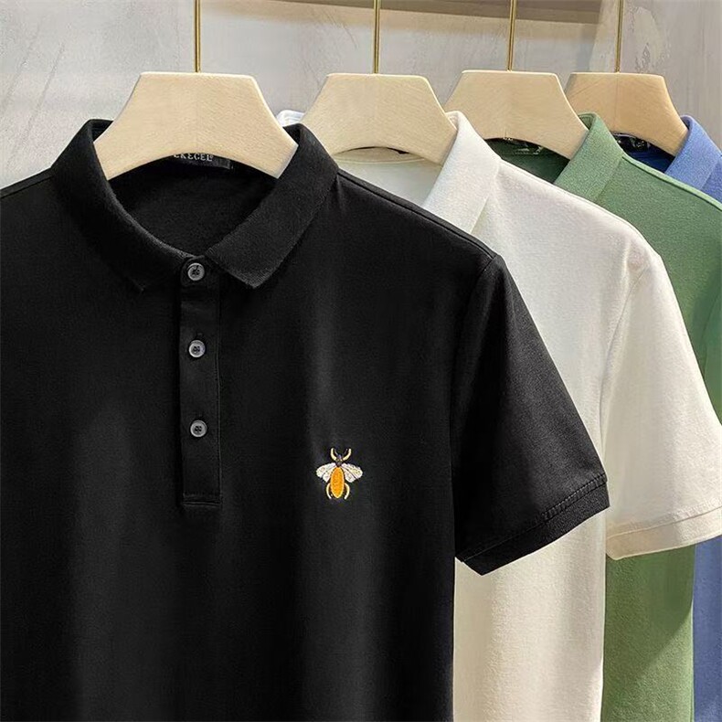1506-1/TGP70081彩色小蜜蜂刺绣Polo/P39纯色刺绣polo男士短袖T恤图片
