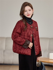 现货2025年冬季时尚新中式提花石墨烯绒棉棉衣，女装棉衣/棉服，依恋蒂丝