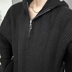 【有货】D3115-P55半拉链毛衣男秋冬慵懒风美式连帽针织衫外套，男装针织衫/毛衣，星座603-2