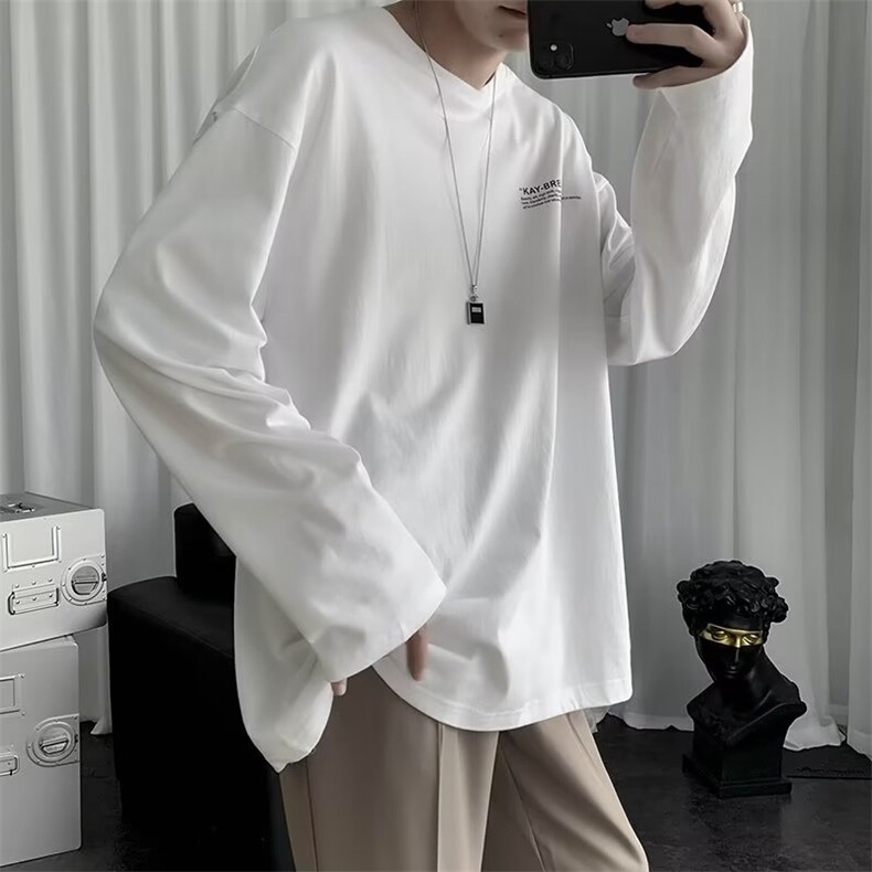 长袖t恤男春秋韩版潮流内搭宽松帅气打底衫港风体恤上衣ZT514-P23,男装T恤,星座1008