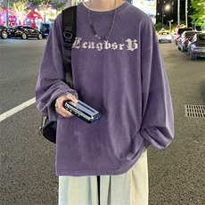 直播品质重磅纯棉美式蜡染水洗做旧潮牌宽松长袖t恤CT297特P38，男装T恤，电商A486