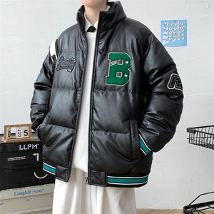 冬季毛巾绣PU皮棉衣立领外套加绒加厚棉服男士 8115-P140控价188图片
