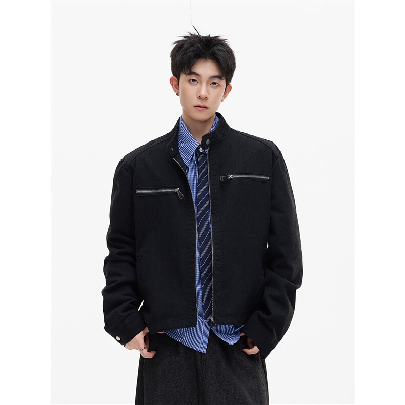 【现货】XZ1218WT4508特价P65美式做旧水洗双拉链牛仔夹克外套,男装工装外套,星座1218（原611-3）