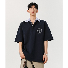 假两件衬衫领POLO衫M-5XL大码潮流休闲短袖T恤男DX78040特P48控78，男装Polo衫，星座226-1