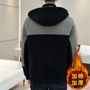 冬季新款加棉加厚短款连帽修身潮流毛呢大衣短款外套男A77P150图片
