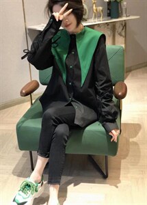 拼色领衬衫图片