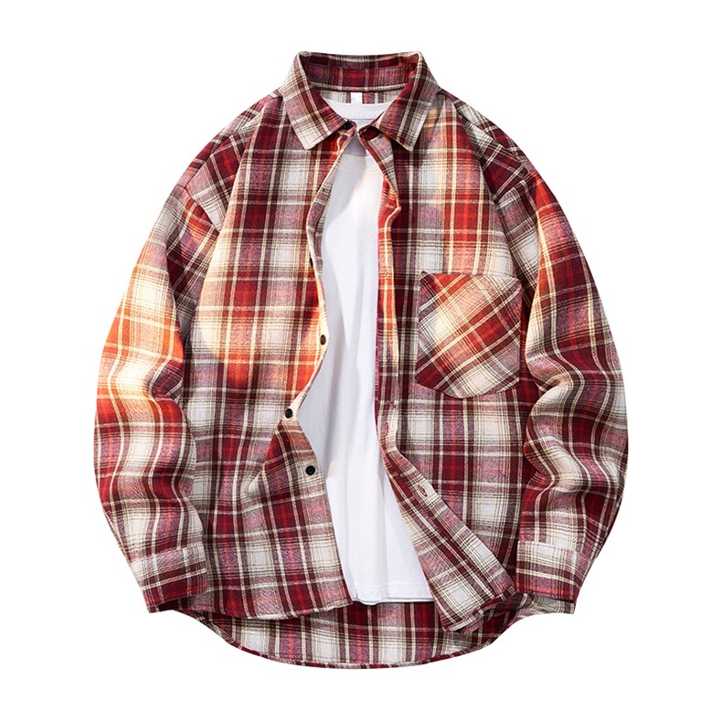 格子衬衫男长袖2026新款春秋痞帅潮牌秋冬宽松衬衣外套YY8850，男装衬衫，星座1206（原A206）