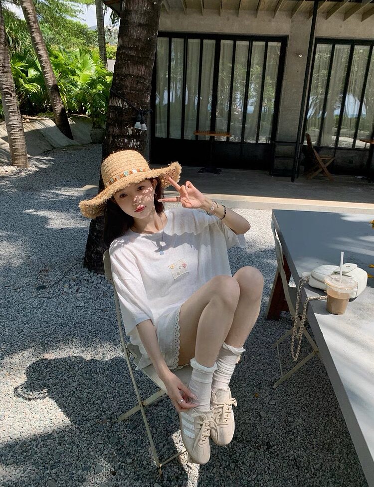 雪花棉麻手工蕾丝短袖时尚百搭,女装T恤,湘姗