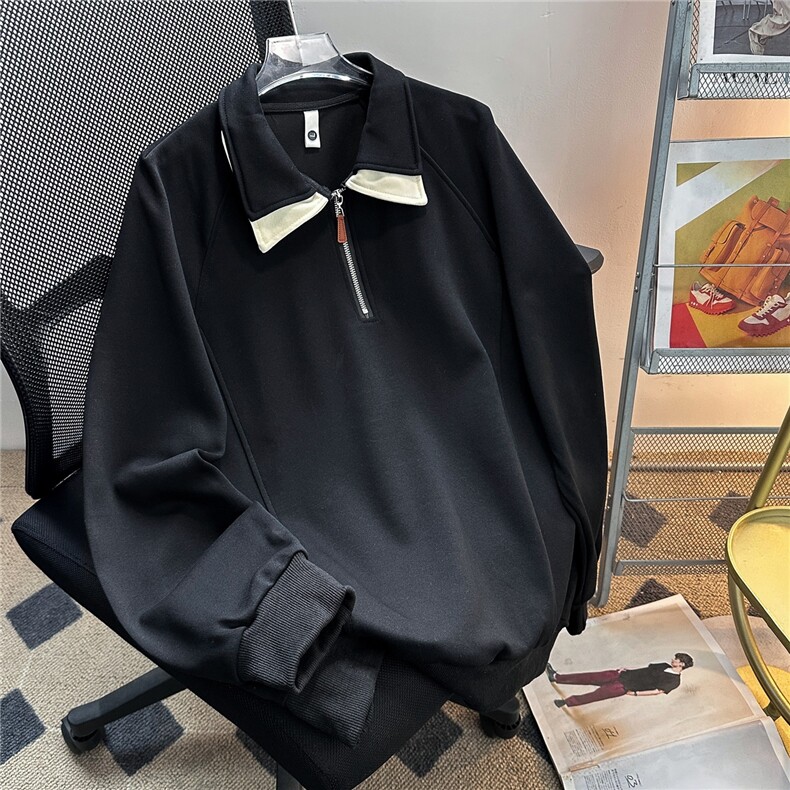 美式半拉链高领卫衣男生2025新款条纹撞色潮牌宽松上衣WB572-P39,男装卫衣,星座412-3